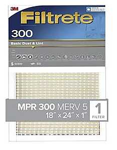 Filtrete 321-4 Air Filter, 24 in L, 18 in W, 5 MERV, 300 MPR, For: Air Conditioner, Furnace and HVAC System, Pack of 4