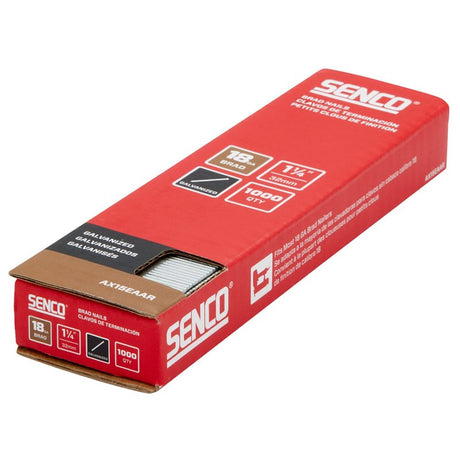 Senco AX15EAAR Brad Nail Strip, 1-1/4 in L, 18 ga, Galvanized/Plain, Medium Head