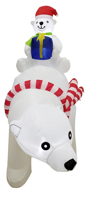 Santas Forest 90704 Inflatable Polar Bears, 6.5 ft H, Polyester, Blue/Red/White