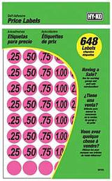 Hy-Ko 30102 Price Label, 0.25, 0.50, 0.75, 1, 2, 3, 4, 5, "Make an Offer", Black Legend, Pink Background, Pack of 10