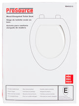 ProSource T-19WM-3L Toilet Seat, Elongated, MDF Molded Fiberboard, White, Plastic Hinge Hinge