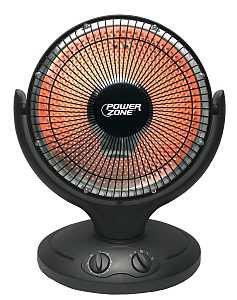 PowerZone QGW08-608 Parabolic Heater, 6.7 A, 120 V, 400, 800 W, 2-Heating Stage, Black