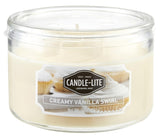 Candle-Lite 1879553 Scented Candle, Creamy Vanilla Swirl Fragrance, Ivory Candle, Pack of 4