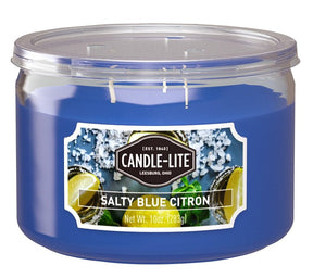 Candle-Lite 18791270 Jar Candle, 10 oz Candle, Salty Blue Citron Fragrance, Up to 40 hr Burning, Pack of 4