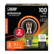 Feit Electric A100CL927CA/FIL/2 Filament Enhance LED Bulb, A19 Lamp, 100 W Equivalent, E26 Medium Lamp Base, Dimmable