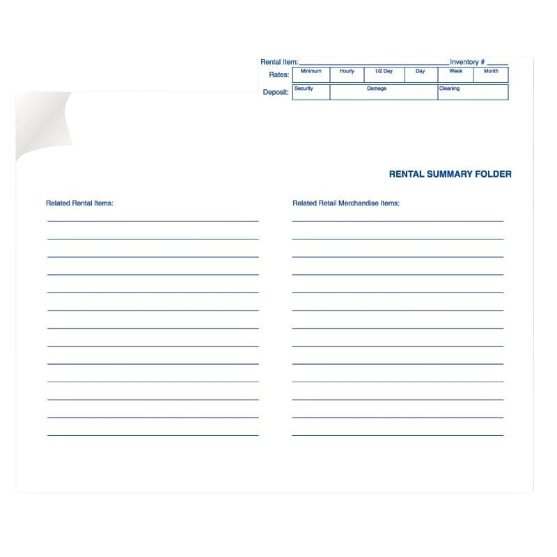 Centurion GF 1020 Rental Summary Folder, White