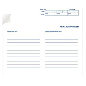 Centurion GF 1020 Rental Summary Folder, White