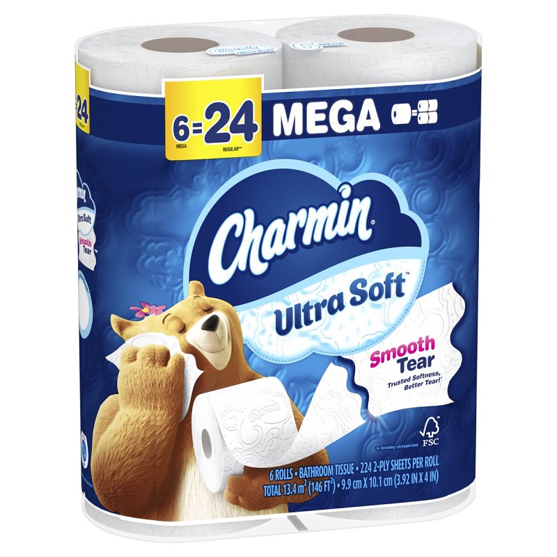 Charmin Ultra Soft 08808 Toilet Paper, 2-Ply, Pack of 4