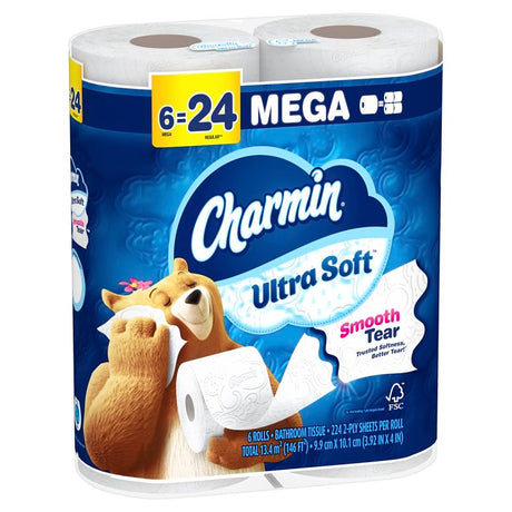 Charmin Ultra Soft 08808 Toilet Paper, 2-Ply, Pack of 4