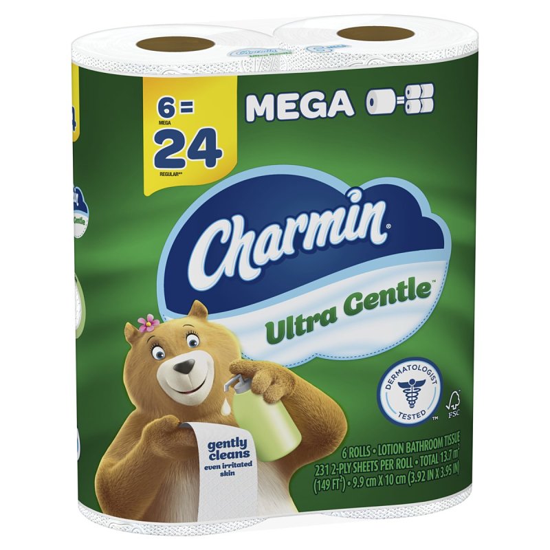 Charmin Ultra Gentle 030772093412 Toilet Paper Roll, 2-Ply, Pack of 4
