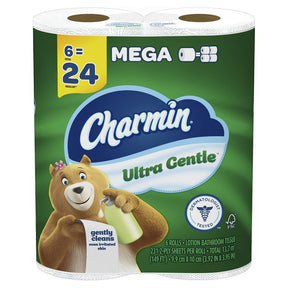 Charmin Ultra Gentle 030772093412 Toilet Paper Roll, 2-Ply, Pack of 4