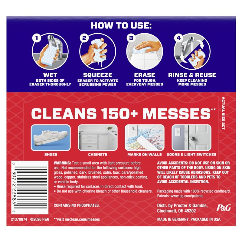 Mr Clean Magic Eraser 030772228835 Whole Home Extra Durable Sponge