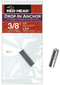 Red Head 50125 Drop-In Anchor, 3/8 in Screw, Steel, Zinc, Pack of 15