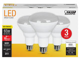 Feit Electric BR30/10KLED/3 LED Bulb, Flood/Spotlight, BR30 Lamp, 65 W Equivalent, E26 Medium Lamp Base, Non-Dimmable