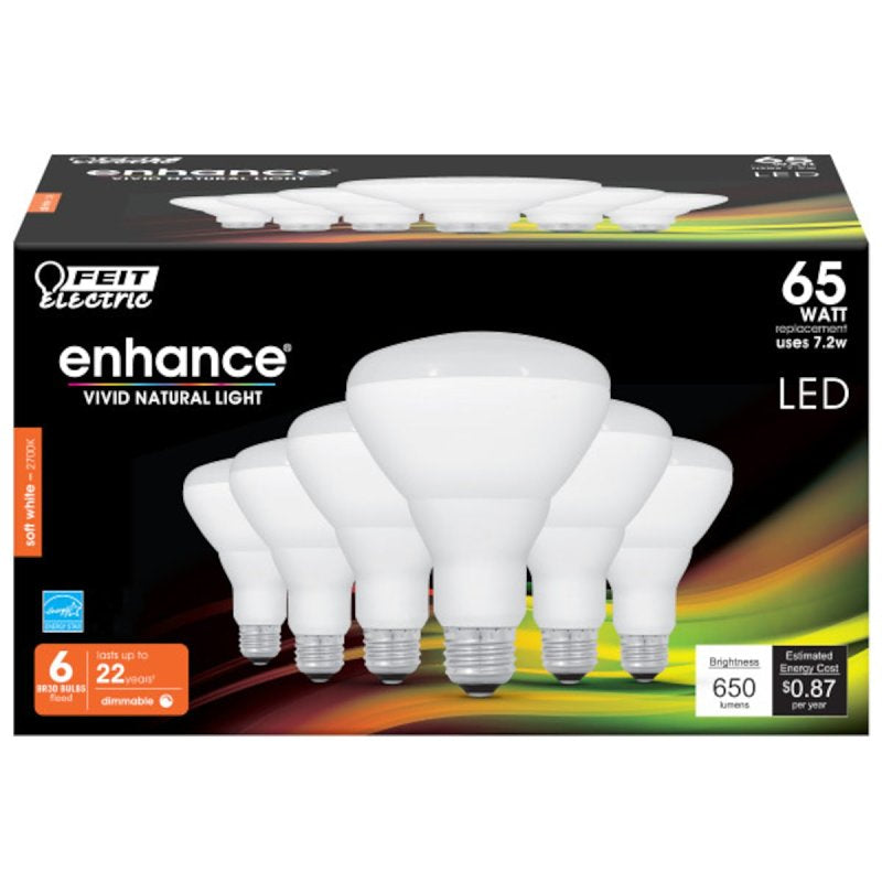Feit Electric BR30DM/927CA/6 Reflector LED Bulb, Flood/Spotlight, BR30 Lamp, 65 W Equivalent, E26 Lamp Base, Dimmable