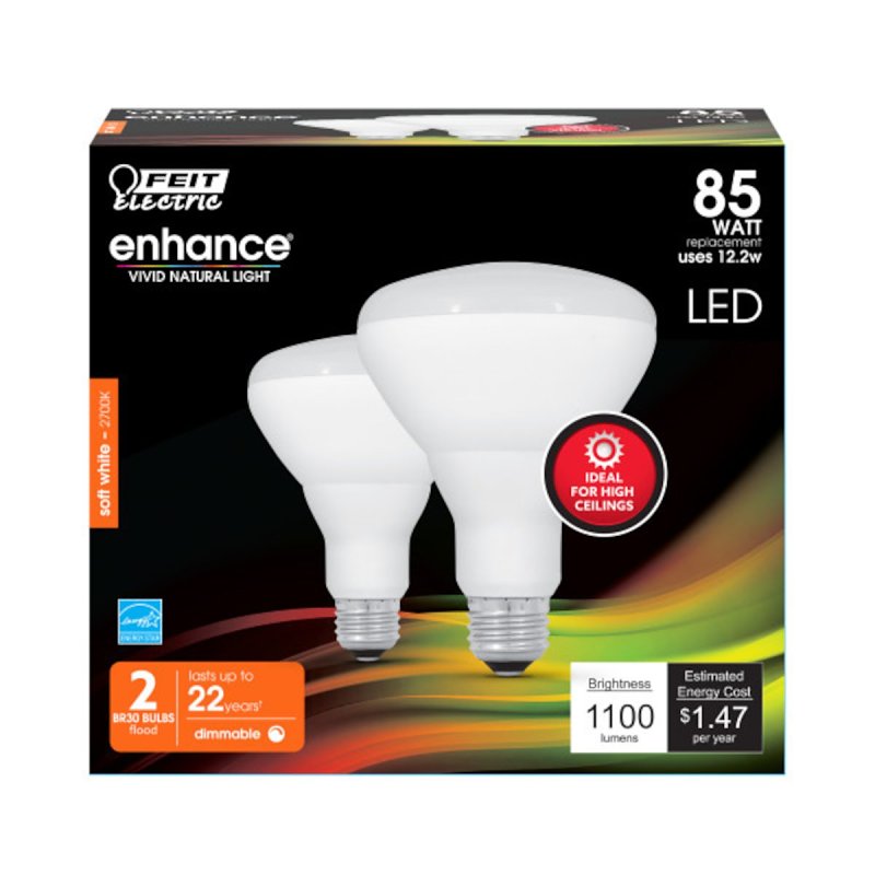 Feit Electric BR30DMHO/927CA/2 Reflector LED Bulb, Flood/Spotlight, BR30 Lamp, 85 W Equivalent, E26 Lamp Base, Dimmable, Pack of 4