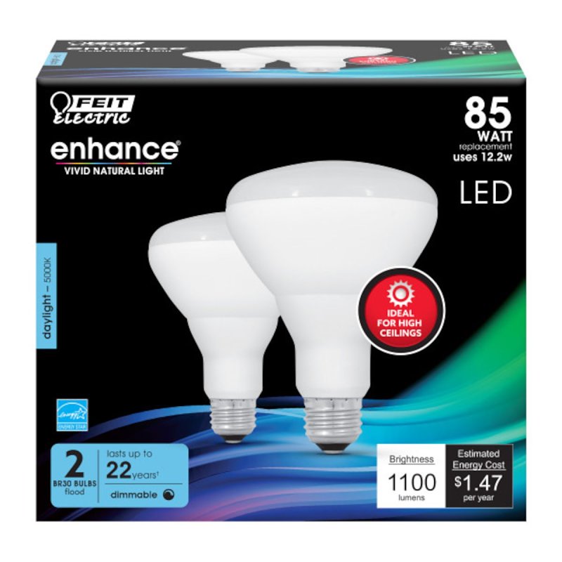 Feit Electric BR30DMHO/950CA/2 Reflector LED Bulb, Flood/Spotlight, BR30 Lamp, 85 W Equivalent, E26 Lamp Base, Dimmable, Pack of 4