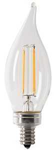 Feit Electric CFC40/950CA/FIL/6 LED Bulb, Decorative, 500 Lumens, 5.5 W, B10 Lamp, 40 W Equivalent, E12 Lamp Base, Pack of 4