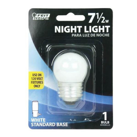 Feit Electric BP71/2S/CW Incandescent Bulb, 7.5 W, E26 Medium Lamp Base, 2700 K Color Temp, 3000 hr Average Life
