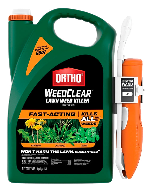Ortho WeedClear 0446505 Ready-To-Use Lawn Weed Killer, Liquid, Spray Application, 1.1 gal Jug