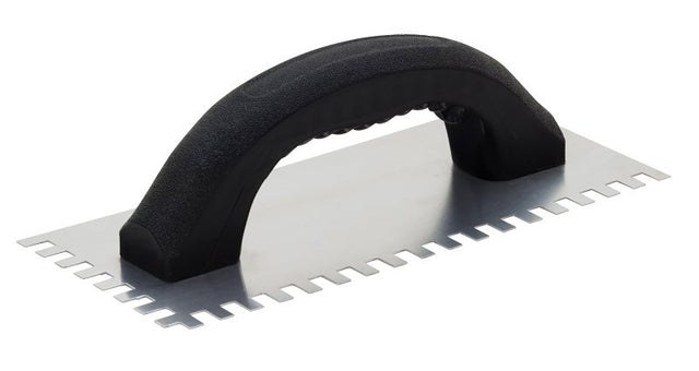 Hyde 19070 Adhesive Trowel, 4-1/4 in W Blade, 9-1/4 in L Blade, Steel Blade, Comfort-Grip Handle, Polypropylene Handle