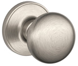 Schlage J Series J10 STR 619 Passage Knob, Metal, Satin Nickel, 2-3/8, 2-3/4 in Backset, 1-3/8 to 1-3/4 in Thick Door