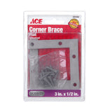 Ace 3 in. H X 3.75 in. W X 3 in. D Steel Flat Corner Brace