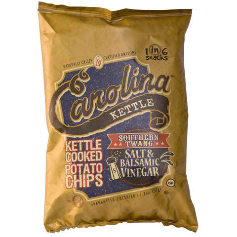 1 in 6 Snacks Carolina Salt & Balsamic Vinegar Potato Chips 2 oz Bagged, Pack of 20