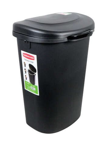 Rubbermaid 13 gal Black Plastic Touch Top Trash Can, Pack of 4