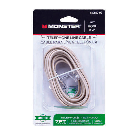 Monster Just Hook It Up 7 ft. L Ivory Modular Telephone Line Cable, Pack of 6