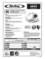 Air King AK90 Exhaust Fan, 10-7/8 in L, 9-3/8 in W, 0.3 A, 120 V, 1-Speed, 90 cfm Air, Metal, White