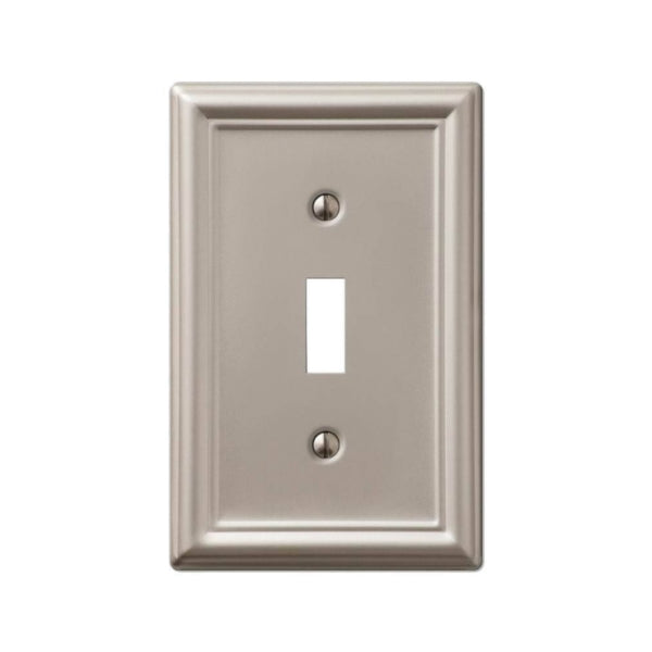 Amerelle 149TBN Wallplate, 4-7/8 in L, 3-1/8 in W, 1 -Gang, Steel, Brushed Nickel