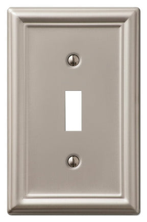 Amerelle Chelsea Series 149TBN Wallplate, 4.9 in L, 3.1 in W, 1-Gang, Steel, Brushed Nickel-Plated