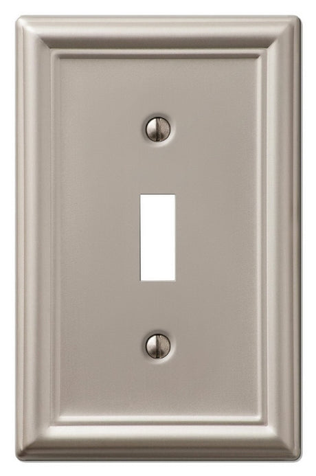 Amerelle Chelsea Series 149TBN Wallplate, 4.9 in L, 3.1 in W, 1-Gang, Steel, Brushed Nickel-Plated