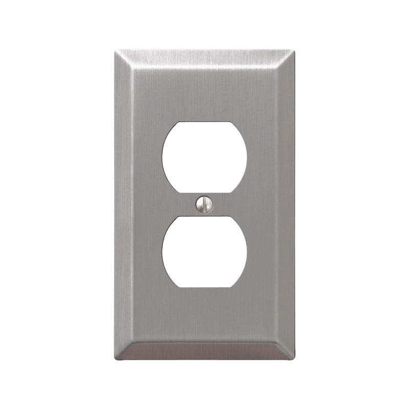 Amerelle Century Series 163DBN Outlet Wallplate, 5 in L, 2.9 in W, 1-Gang, Steel, Brushed Nickel-Plated, Screw Mounting