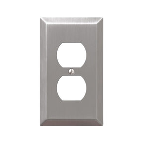 Amerelle Century Series 163DBN Outlet Wallplate, 5 in L, 2.9 in W, 1-Gang, Steel, Brushed Nickel-Plated, Screw Mounting