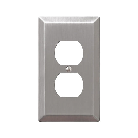 Amerelle Century Series 163DBN Outlet Wallplate, 5 in L, 2.9 in W, 1-Gang, Steel, Brushed Nickel-Plated, Screw Mounting