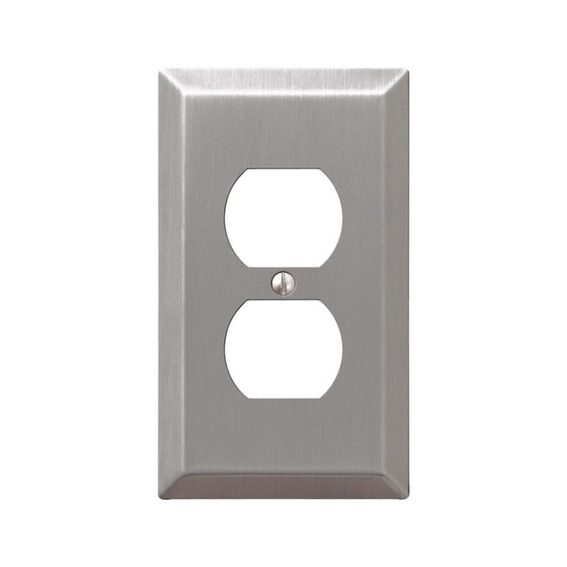 Amerelle Century Series 163DBN Outlet Wallplate, 5 in L, 2.9 in W, 1-Gang, Steel, Brushed Nickel-Plated, Screw Mounting