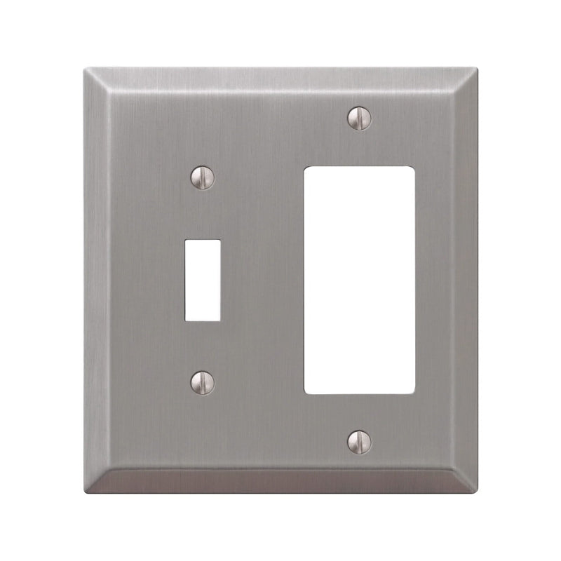 AmerTac Century Series 163TRBN Wallplate, Decorative, 4-15/16 in L, 4-9/16 in W, 2-Gang, Steel, Brushed Nickel
