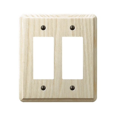 Amerelle Contemporary Series 401RR Wallplate, 5.36 in L, 4.92 in W, 2-Gang, Ash Wood