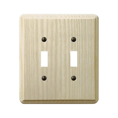 Amerelle Contemporary Series 401TT Wallplate, 5.36 in L, 4.92 in W, 2-Gang, Ash Wood