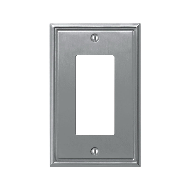 Amerelle Metro Line Series 77RBN Wallplate, 5 in L, 3 in W, 1-Gang, Metal, Brushed Nickel-Plated