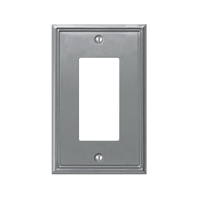 Amerelle Metro Line Series 77RBN Wallplate, 5 in L, 3 in W, 1-Gang, Metal, Brushed Nickel-Plated