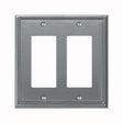 AmerTac Metro Line Series 77RRBN Wallplate, Double Rocker, 4-3/4 in L, 4-3/4 in W, 2-Gang, Metal, Brushed Nickel