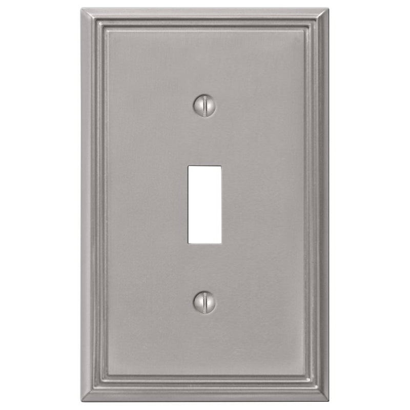 Amerelle Metro Line Series 77TBN Wallplate, 5 in L, 3 in W, 1-Gang, Metal, Brushed Nickel-Plated