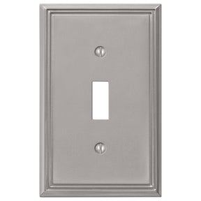 Amerelle Metro Line Series 77TBN Wallplate, 5 in L, 3 in W, 1-Gang, Metal, Brushed Nickel-Plated
