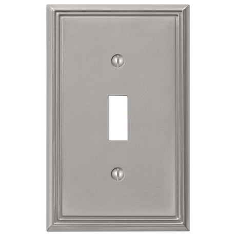 Amerelle Metro Line Series 77TBN Wallplate, 5 in L, 3 in W, 1-Gang, Metal, Brushed Nickel-Plated