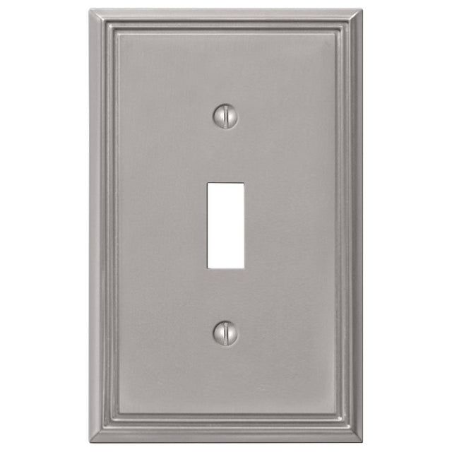 Amerelle Metro Line Series 77TBN Wallplate, 5 in L, 3 in W, 1-Gang, Metal, Brushed Nickel-Plated