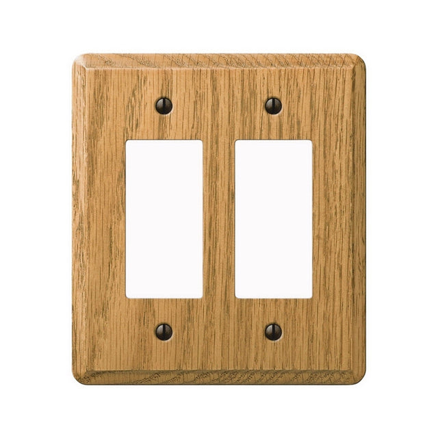 Amerelle Contemporary Series 901RRL Wallplate, 5.36 in L, 4.92 in W, 2-Gang, Oak Wood, Light Oak