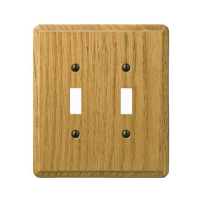 Amerelle Contemporary Series 901TTL Wallplate, 5.36 in L, 4.92 in W, 2-Gang, Oak Wood, Light Oak